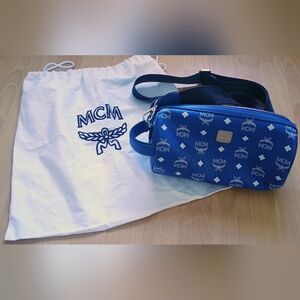 MCM Vibrant Blue Logo Crossbody